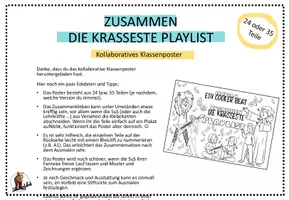 Vorschau - Mal- und Bastelvorlagen - Klassenposter - Zusammen die krasseste Playlist - Seite 1
