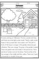 Aperçu - Feuilles d'exercices - Halloween - Read & Colour - Page 1