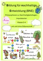 Vorschau - Aufgabenkarten - Philosophieren zu Nachhaltigkeitsfragen BNE Impulskarten - Deckblatt