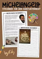 Vorschau - Arbeitsblätter - Michelangelo - Renaissance Künstler Steckbrief für den Kunstunterricht - Deckblatt