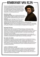 Vorschau - Arbeitsblätter - Rembrandt - Künstler des Barocks Steckbrief für den Kunstunterricht - Seite 1