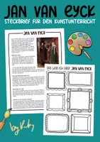 Vorschau - Mal- und Bastelvorlagen - Jan Van Eyck - Künstler der Renaissance Steckbrief für den Kunstunterricht - Deckblatt