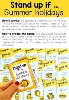 Vista previa - Juegos / Gamificación - Summer holidays - Stand up if ... (Warm-up game) - página 1