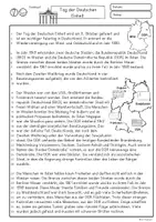 Vorschau - Arbeitsblätter - Lesetext, Lesen und verstehen Tag der Deutschen Einheit Klasse 3 4, 5, 6 - Seite 1