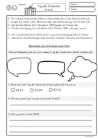 Vorschau - Arbeitsblätter - Lesetext, Lesen und verstehen Tag der Deutschen Einheit Klasse 3 4, 5, 6 - Seite 2