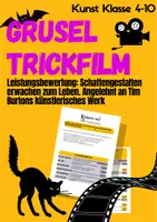 Vorschau - Arbeitsblätter - Gruselige Trickfilme am Bsp. von Tim Burton (Leistungsaufgabe Kunst) - Deckblatt