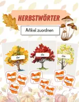 Vorschau - Spiele - Herbstwörter - Artikel zuordnen - Deckblatt