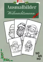 Vorschau - Mal- und Bastelvorlagen - Ausmalbilder Weihnachtsmann - Fünf Varianten - Deckblatt