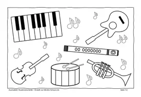 Vorschau - Arbeitsblätter - Musik: Instrumente zum Ausmalen | Ausmalbild - Seite 1