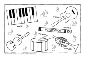 Vorschau - Arbeitsblätter - Musik: Instrumente zum Ausmalen | Ausmalbild - Seite 2