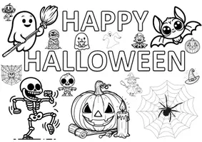 Vorschau - Mal- und Bastelvorlagen - "Happy Halloween" - Ausmalbilder zum Thema Halloween - Seite 1