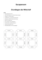 Vorschau - Arbeitsblätter - Escape Room: Grundlagen der Wirtschaft - Deckblatt