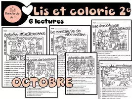 Aperçu - Feuilles d'exercices - Lis et colorie 6 scènes automne et Halloween - Page de couverture