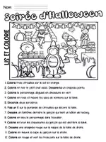 Aperçu - Feuilles d'exercices - Lis et colorie 6 scènes automne et Halloween - Page 1