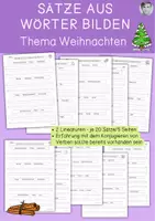 Vorschau - Arbeitsblätter - Weihnachten, Sätze aus Wörter bilden, kreatives Schreiben - Deckblatt