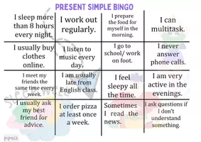 Aperçu - Jeux - Basic Tenses Bingo Bundle - Jeu en classe d'anglais - Page 1