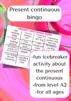 Aperçu - Jeux - Bingo du Present Continuous - Jeu en classe d'ESL - Page de couverture
