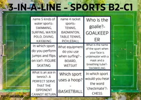 Vista previa - Juegos / Gamificación - 2 3-IN-A-LINE Games - A2-B1, B2-C1 sheets about SPORTS - página 2