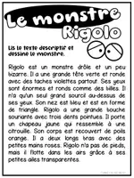 Aperçu - Feuilles d'exercices - Je lis et dessine MONSTRE et SORCIÈRE - Page 1
