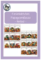 Vorschau - Bildkarten - Ferienkärtchen Grußkarten Papageienklasse Herbst #Klassentier - Deckblatt