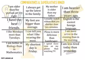 Vista previa - Juegos / Gamificación - Comparatives & Superlatives Bingo - ESL Classroom game - página 1