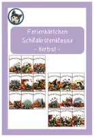 Vorschau - Bildkarten - Ferienkärtchen Grußkarte Schildkrötenklasse Herbst #Klassentier - Deckblatt