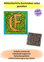 Vorschau - Mal- und Bastelvorlagen - Mittelalter Buchstaben Kunst 3./4. Klasse - Deckblatt