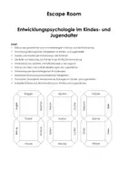 Vorschau - Arbeitsblätter - Escape Room: Entwicklungspsychologie im Kindes- und Jugendalter - Deckblatt
