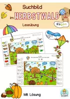 Vorschau - Arbeitsblätter - Wimmelbild Herbst Suchbild, Leseübung Bilder suchen Vorschule, Grundschule, Förderschule - Deckblatt