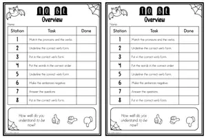 Vorschau - Stationenlernen - To Be - Task Cards - Halloween Edition - Seite 1