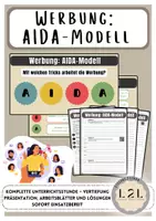 Vorschau - Arbeitsblätter - Werbung - AIDA-Modell (Komplette Unterrichtsstunde mit Vertiefung: Präsentation, Arbeitsblätter und Lösungen) - Deckblatt