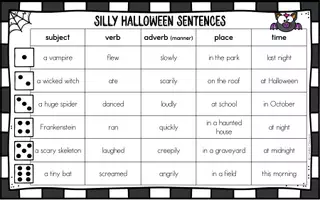Vista previa - Hojas de trabajo - Halloween - Silly Sentences - página 1