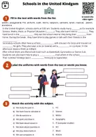 Aperçu - Feuilles d'exercices - Schools in the United Kingdom, video activity. - Page de couverture