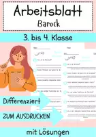 Vorschau - Arbeitsblätter - Barock Arbeitsblatt DaZ 3. & 4.Klasse Grundschule Arbeitsblatt mit Lösungen - Deckblatt