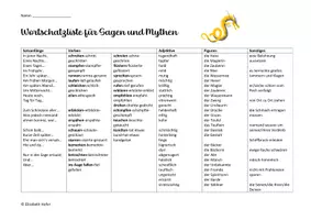 Vorschau - Arbeitsblätter - Wortschatzliste Sagen und Mythen - Seite 1
