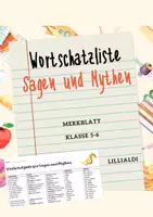 Vorschau - Arbeitsblätter - Wortschatzliste Sagen und Mythen - Deckblatt