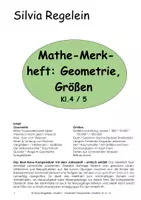 Vorschau - Arbeitsblätter - Mathe Merkheft: Geometrie - Größen, Kl. 4 / 5 - Deckblatt