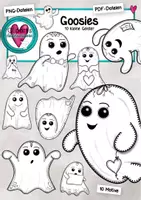 Vorschau - Mal- und Bastelvorlagen - Kleine Geister zum Ausmalen für Halloween / Girlande / Fensterdeko - Deckblatt