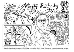 Voorbeeld - Kunst: Kleurplaat van de kunstenaar Wassily Kandinsky - Pagina 1