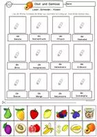 Vorschau - Mal- und Bastelvorlagen - Lesen und kleben Obst und Gemüse, Lesetraining, Klasse 1, Klasse 2, DaZ. Arbeitsblätter - Seite 2