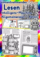 Vorschau - Unterrichtsreihen - Sinnentnehmendes Lesen: Intelligenz-Maschine löst Allgemeinwissen-Rätsel (D-A-CH, schwarz-weiß-Version) - Deckblatt