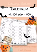 Vorschau - Arbeitsblätter - Schauriges Halloween rechnen und malen (ZR 10, 100, 1 000) - Deckblatt