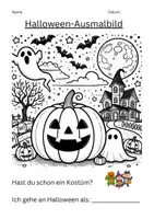 Vorschau - Arbeitsblätter - Halloween Bildergeschichte mit Ausmalbildern und Rätsel - Seite 3