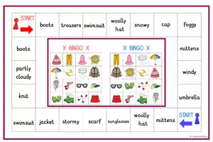 Vorschau - Stationenlernen - Weather and Clothes Bingo für Englisch 3-fach differenziert - Seite 1