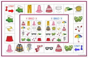 Vorschau - Stationenlernen - Weather and Clothes Bingo für Englisch 3-fach differenziert - Seite 3