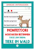 Vorschau - Arbeitsblätter - Wortarten bestimmen nach Montessori. Thema: Tiere im Wald - Deckblatt