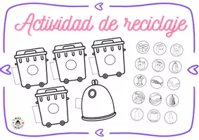 Vista previa - Hojas de trabajo - Actividad de reciclaje - manualidad para clasificar elementos - página 1