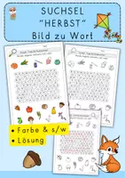 Vorschau - Arbeitsblätter - Suchsel Herbst, Bild zu Wort, Wabenform - Deckblatt