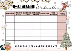 Vorschau - Spiele - STADT, LAND, WEIHNACHTEN Vorlage Stadt, Land, Fluss Spiel - Seite 1