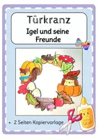 Vorschau - Mal- und Bastelvorlagen - Bastelvorlage Türkranz Igel im Herbst - Deckblatt